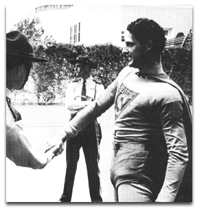 World's Fair Security and Superman, outside the Administration building