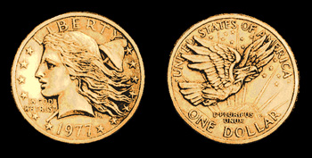 Frank Gasparro's original 1977 design for the small dollar coin