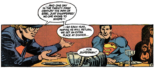 Miracle Monday dinner from Superman #400, Elliot S! Maggin & Klaus Janson